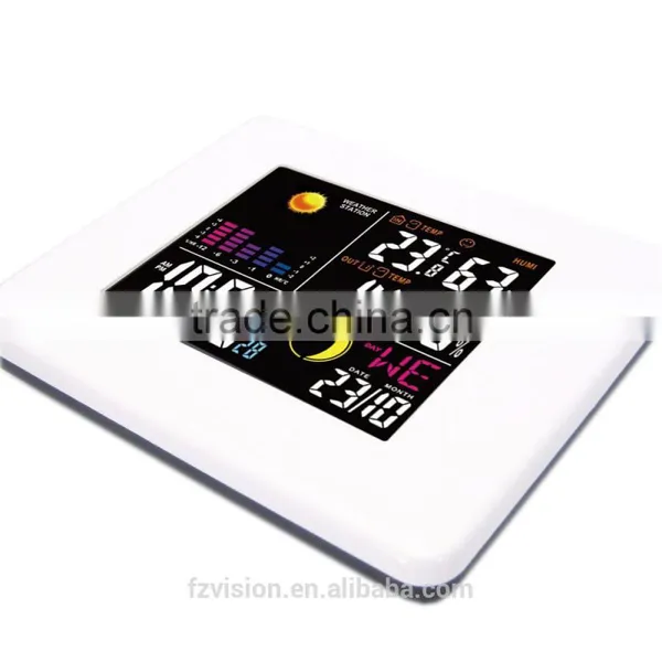Wireless Weather Station White Alarm Clock With Backlight Indoor Outdoor Temperature Humidity Two Tramsmitters photo-4