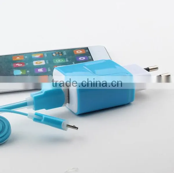 Portable 2 USB Ports Mobile Phone Travel Charger With US / EU Plug photo-2