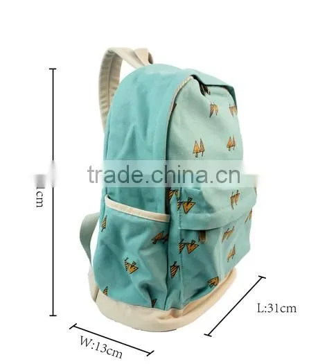 Little Tree Printting Canvas Water Resistant Backpack Cute for Girls photo-4