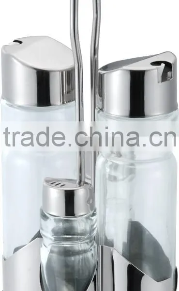 4 Pieces Salt And Pepper Galss Spice Set And Oil And Vinegar Spice Set photo-4