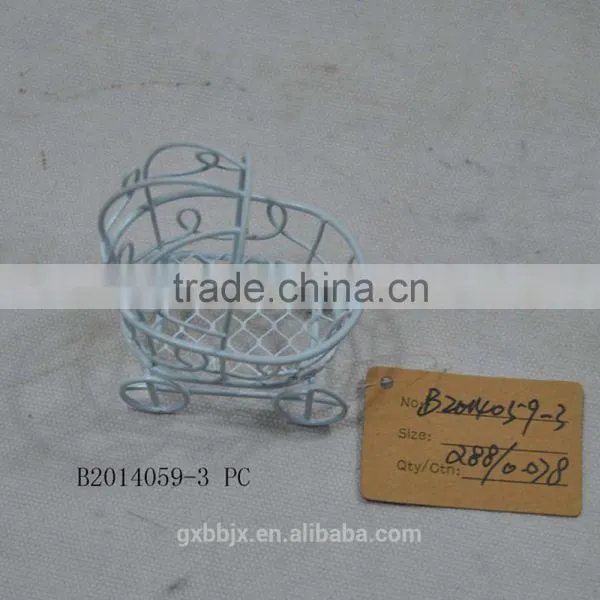 Handmade Metal Wire Miniature Baby Carriage Basket photo-5