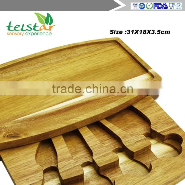 2016 Bamboo Cheese Board and Tools Set With Swivel Base photo-5