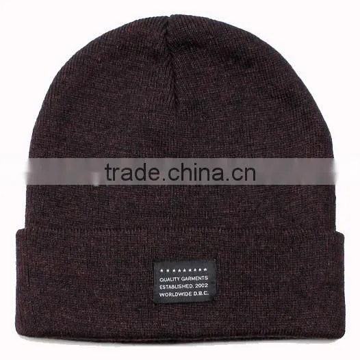 Fashion Custom Woven Label Grey Mixed Yarn Beanie photo-2