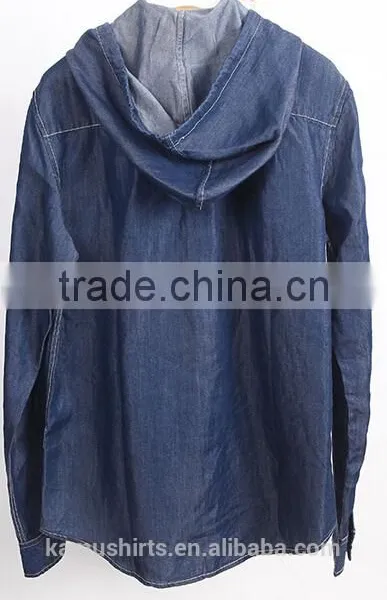 Cotton Denim Shirt With Hoody Hat photo-2