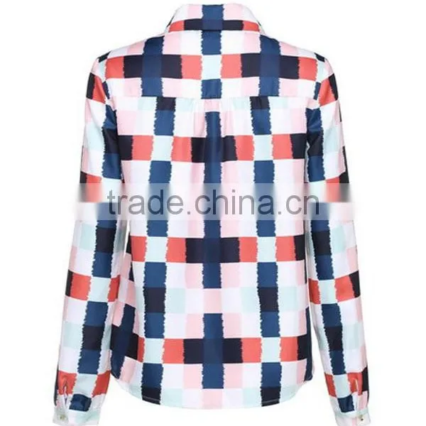 New Ladies' Fashion Long Sleeves Allover Print High Quality and Direct Manufacture Ladies Basic Blouse photo-3