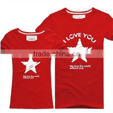 Cute Couple Cotton T-shirt Cheap Promotional Custom Your Logo Printing photo-2