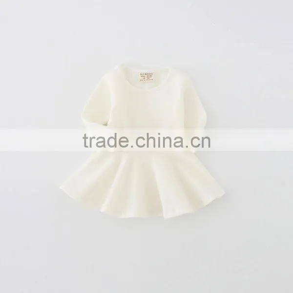 Wholesale Baby Girl Spring Dress Solid Color Long Sleeve Dress Winter Girls Plain Cotton Dresses photo-5