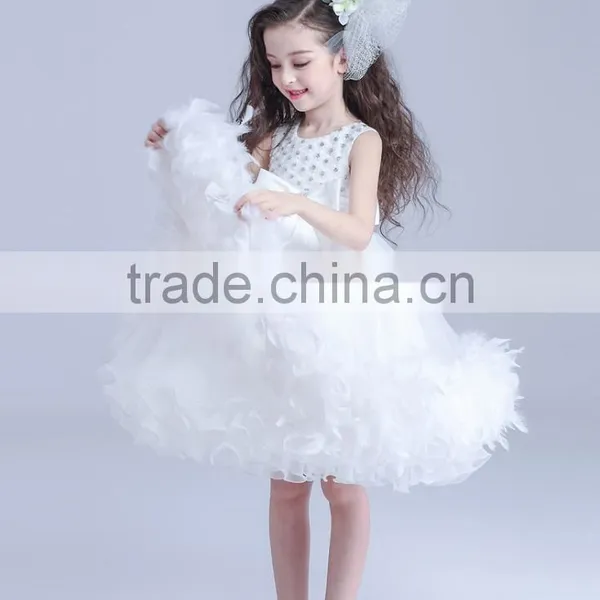 White Flower Girls Dress With Rhinestone Angel Dresses photo-5