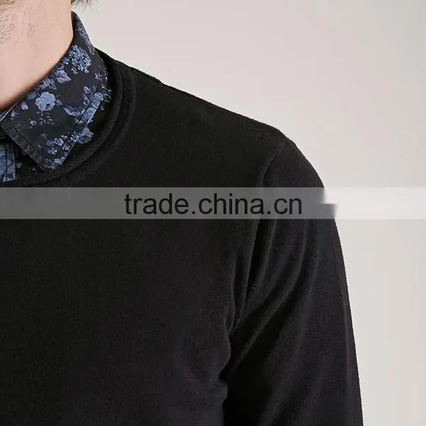 Round Neck Long Sleeve Rib Knit Hem Latest Sweater Design for Men photo-3