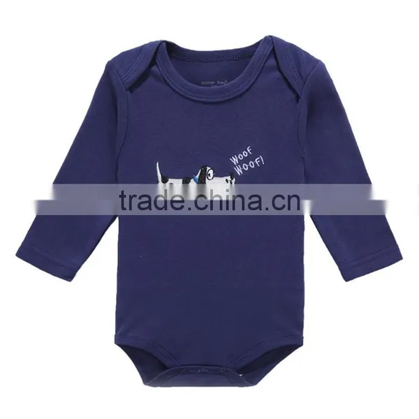 Plain Navy Comfortable Baby Romper Wholesale Long Sleeve Baby Bodysuits