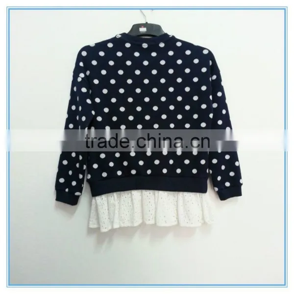 Wholesale 100% Cotton Girls Dot t Shirt Navy Background White Dot t Shirt Children Casual Wear photo-2