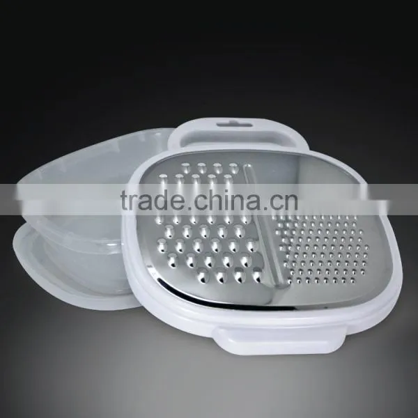 Grate & Stow Grater With Container - Includes a Multi-function Stainless Steel Grater, Clear Plastic Compact Container and Lid photo-2
