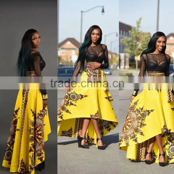 Walson 2017 New Trend Floral African Print Party Wear Bubble Women Long Skirt With Kurti photo-2