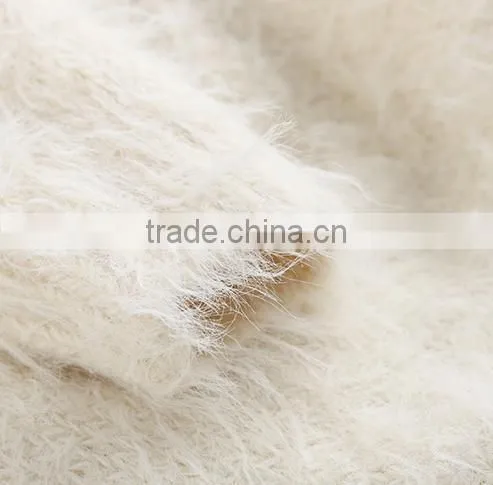 Lady Custom Plain Soft Fuzzy Mohair Fitted Sweater Pullover With High Quality photo-6