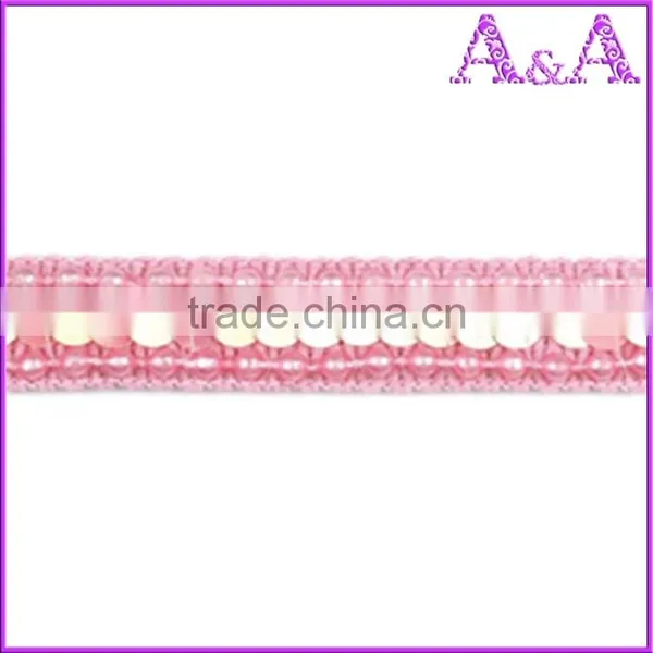 Pink and Green Wedding Dress Decorative Trim Materials Fabric Chemical Embroidery With Beads Cord Guipure Bobbin Lace photo-4