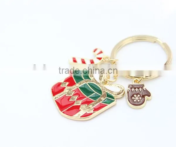 Charm Christmas Gift Box Deer Keychain Keyring Enamel Key Chain Pendant photo-3