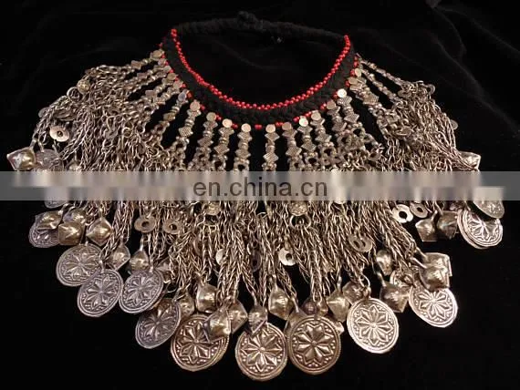 Vintage Kuchi - Afghan Necklace - Kuchi Jewelry - Tribal Necklace - Vintage Belly Dance Coin Necklace - Afghani Beaded Set