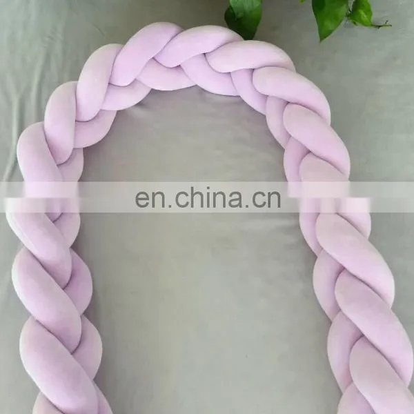 Wholesale Baby Safe Bumper Knot Pillow Mixed Colors Chunky Knit Baby Bedding Cradle Bumper photo-5