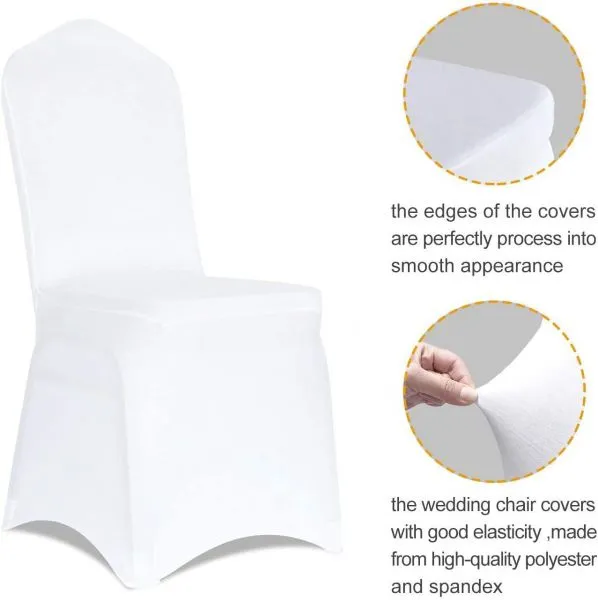 White Flat Front Stretch Spandex Banquet Chair Cover for Wedding Party Dining Banquet Event photo-2