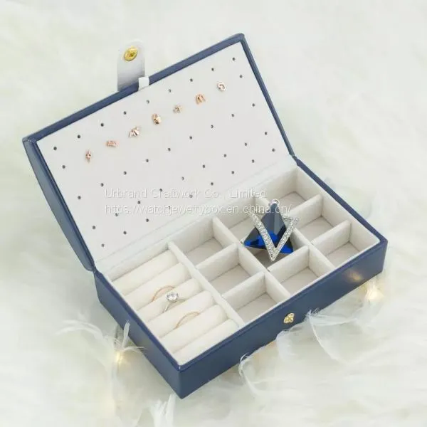 2021 Custom Logo Small PU Leather Jewelry Box Organizer Velvet Travel Earring Ring Necklace Storage Case For Girls photo-4