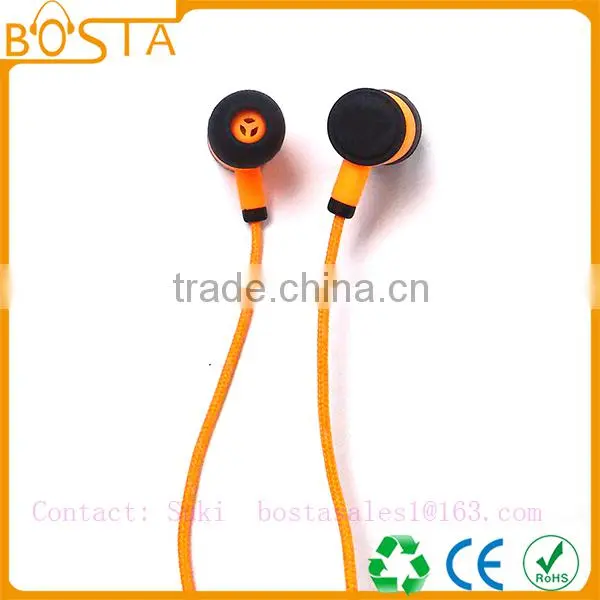 Sports Sweat-proof Wholesale Shiny Orange Soft Ruberized String Bluetooth Earphones photo-2