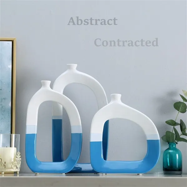 Nordic Modern Simple Countryside Style Creative Blue Yellow Ceramic Decor Art For Hallway photo-4