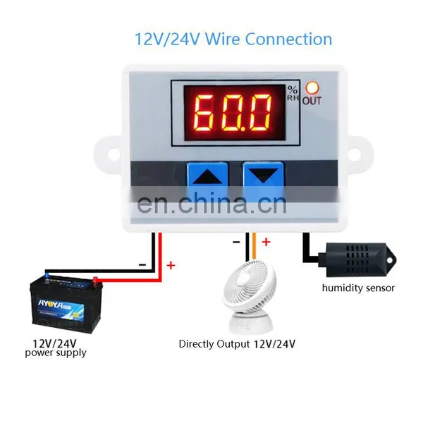 XH-W3005 Digital Humidity Controller 220V 12V 24V Hygrometer Humidity Control Switch 0~99%RH Hygrostat With Humidity Sensor photo-4