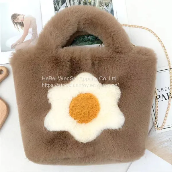 008 2023 New Plush Bag Bucket Bag Artificial Fur Square Bag Women's Handbag Shoulder Bag photo-5