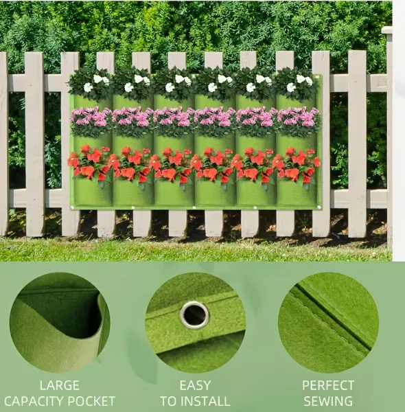 Multi-pocket Strawberry Grow Bags Hanging Vertical Flower Herb Planter Bags for Balcony Garden Decoration photo-2