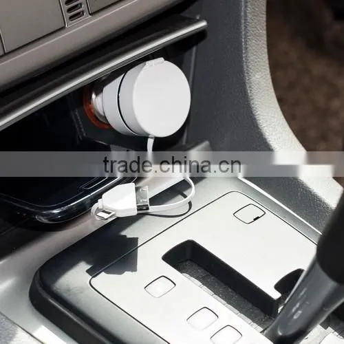 12v Car Battery Charger With 3 in 1 Retractable Data Cable Quick Charge 2000mA photo-3