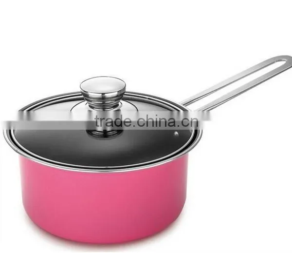 5pcs Pink Aluminum Non-stick Press Cookware Set Fry Egg Pizza Pan Stock Cooking Pasta Noodle Soup Pot Saucepan Cookware Set photo-2