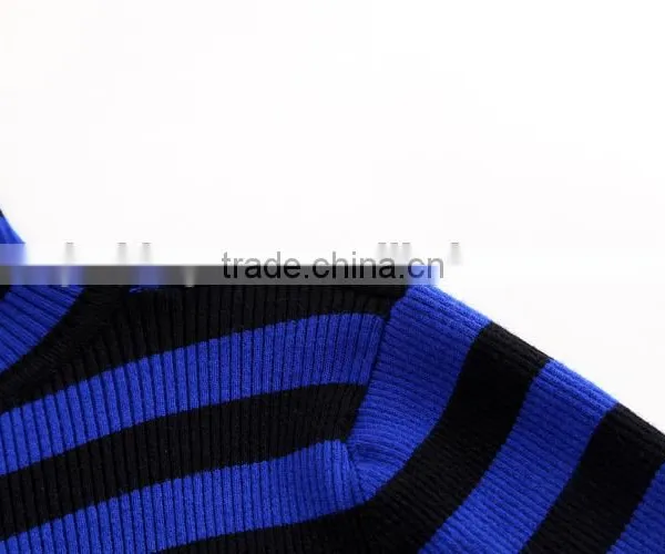 JS--11016B Have Three Colors In-stock Turtle Neck Striped Women Knit Sweater photo-4