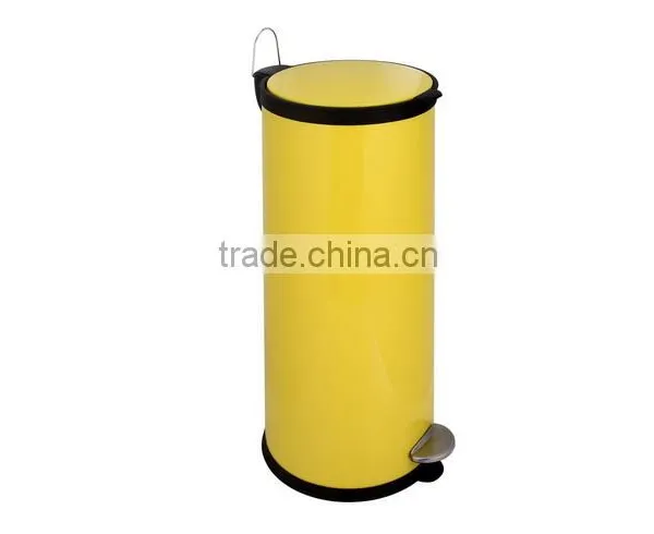 Yellow Oval Stainless Steel Trash Can Hospital Waste Bin photo-2