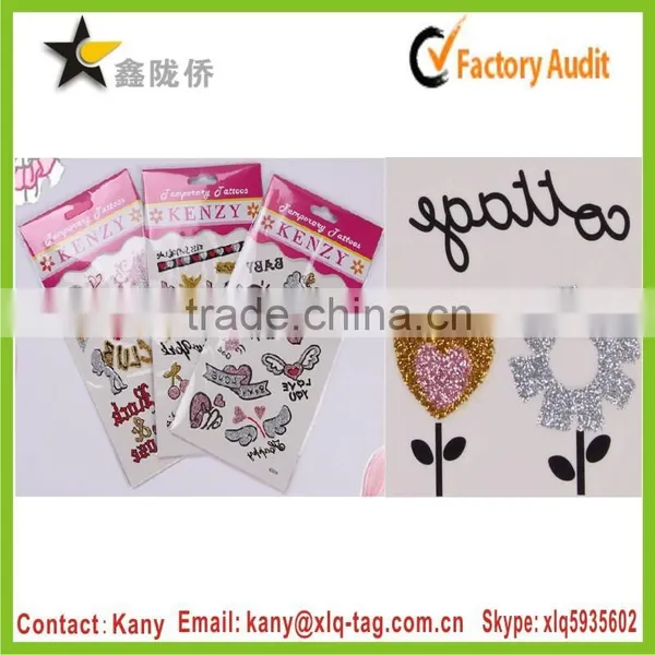 2015 Popular Temporary Glitter Tattoo Sticker, Flash Tattoo Gold