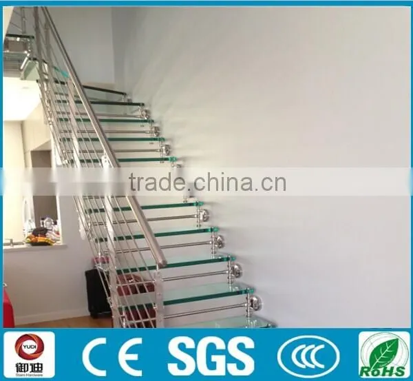 DIY Led Glass Straight Floating Stairs --YUDI photo-2