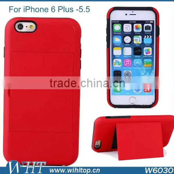 RUGGED IMPACT HYBRID BUILT-IN CARD SLOT STORAGE (PC+TPU) BACK CASE FOR IPHONE 6 PlUS 5.5" (2014 VERSION) photo-2