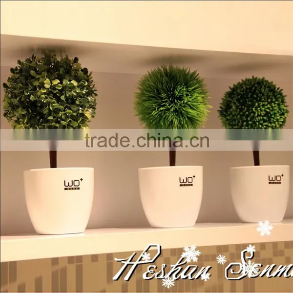 015 Newly Plastic Round Artificial Grass Ball Artificial Topiary Grass Ball Bonsai for Table Decoration photo-2