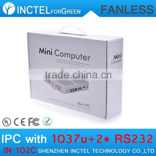 Fanless Mini Industrial PC Computer Workstation With 2 COM 4 USB 3.0 Intel Celeron 1037u Processor With 4G RAM Only photo-2