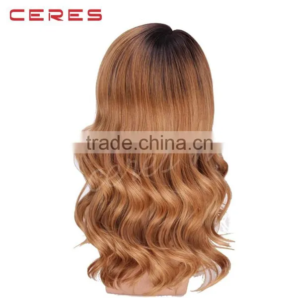 Long Wavy Lace Front Wig, Black to Brown Ombre Colorful Wig for Young Women Supplier's Choice photo-2