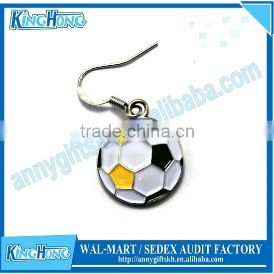 Fashion Enamel Fingermail Earring Posts Stand With Football Design