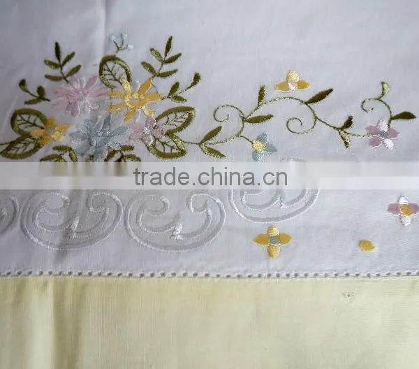 50*70CM Colorful Flowers and Stems Embroidered Hemstitched Whole Blue Color Pillowcovers photo-4