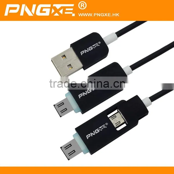 Top Selling Fashion 2 in 1 Charger Phone Cable Fast Transfer Usb Data Cable With Led photo-2