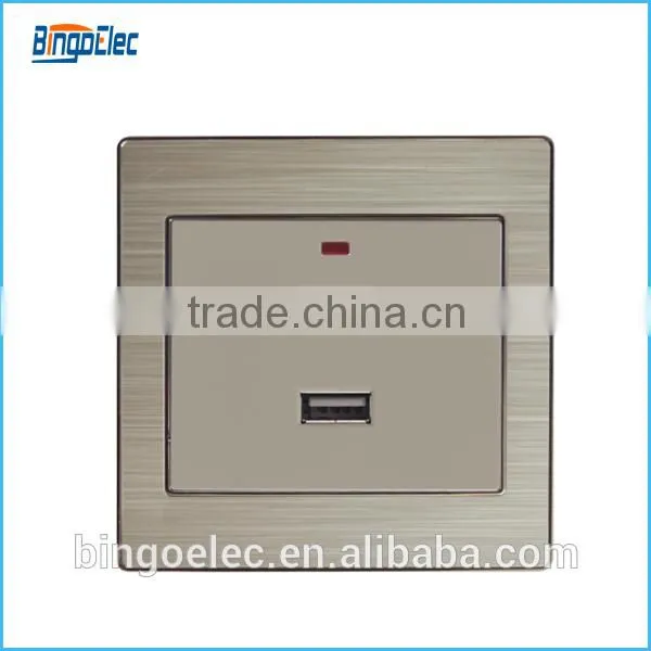 Universal Golden Color Aluminium Panel uk Usb Wall Socket