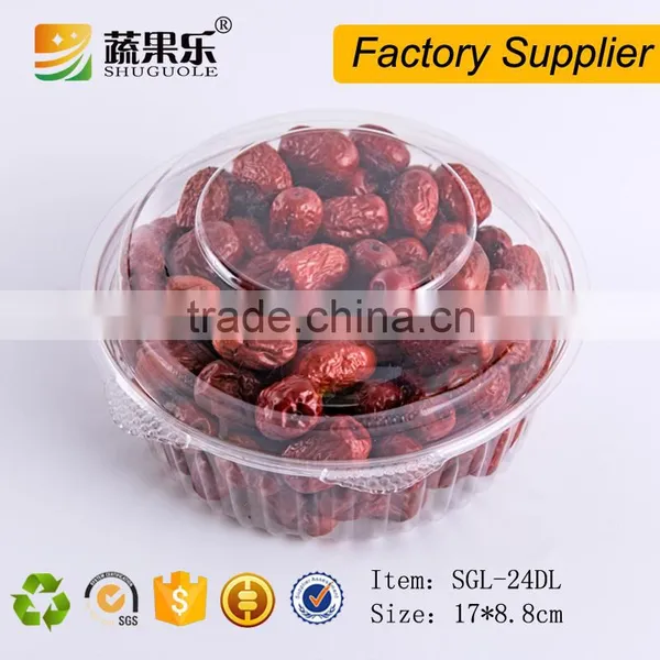 Customized Disposable Plastic Food Packaging Round Box With Lid 600g photo-2