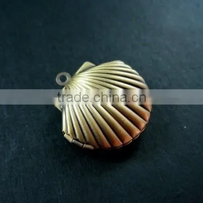20x22MM Antiqued Bronze Brass Shell Photo Locket Pendant Charm DIY Supplies 1191029 photo-2