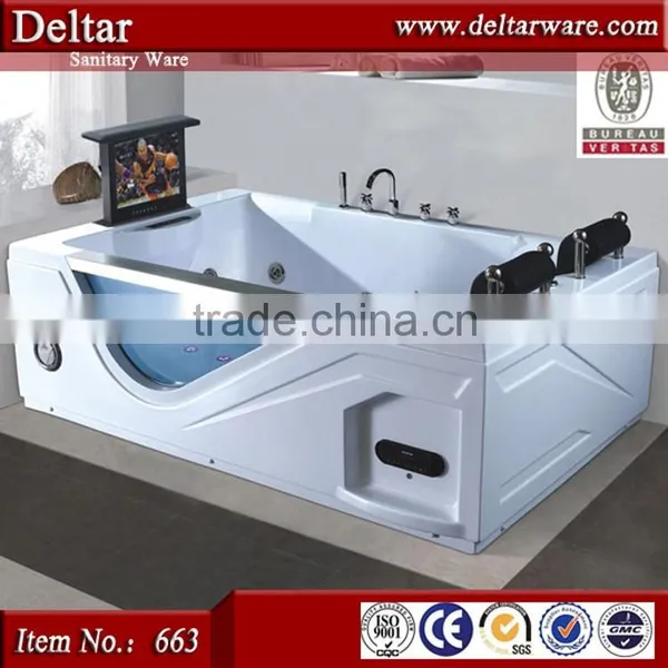 Acrylic Massage Bathtub , High Quality Sitting Bathtub With Pop-up TV photo-2