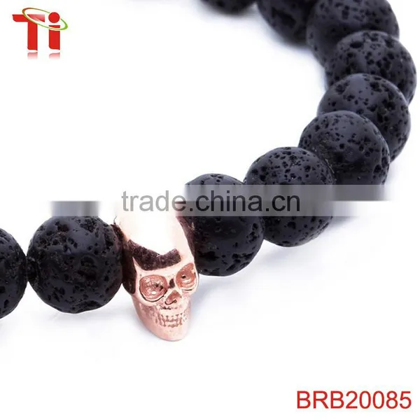 Volcanic Stone Bracelet Skull Bracelet Jewelry Wholesale, Skull Bracelet Men photo-3