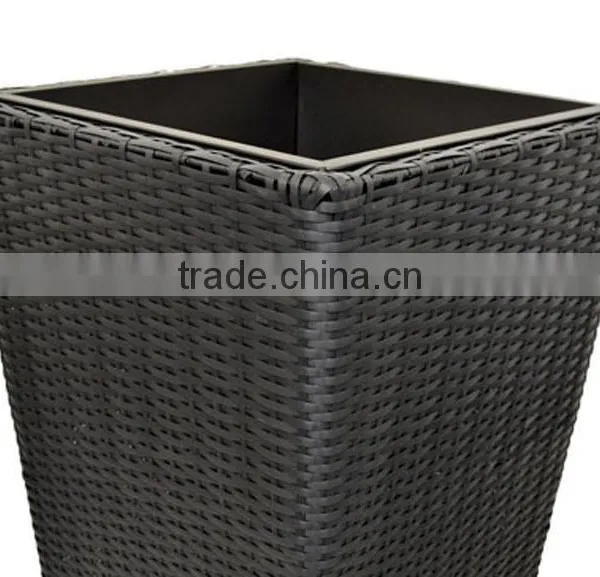 Outdoor Tall Large Stackable 3-pc Plastic Rattan Garden Pots and Planters photo-5
