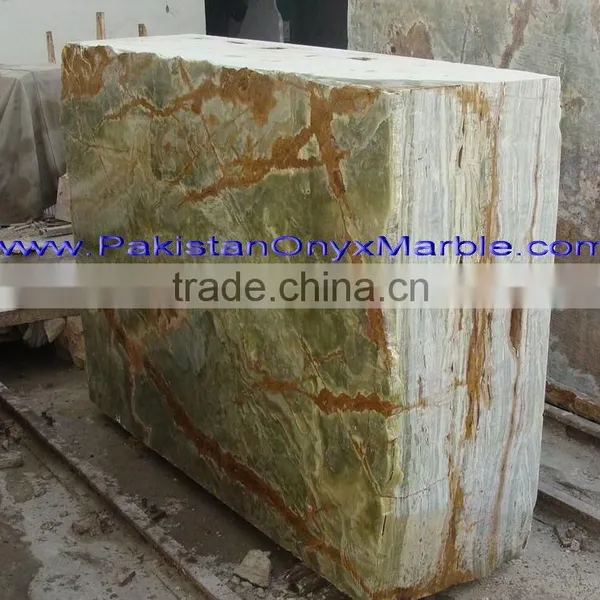 Dark Green Onyx Blocks With Brown Patches.