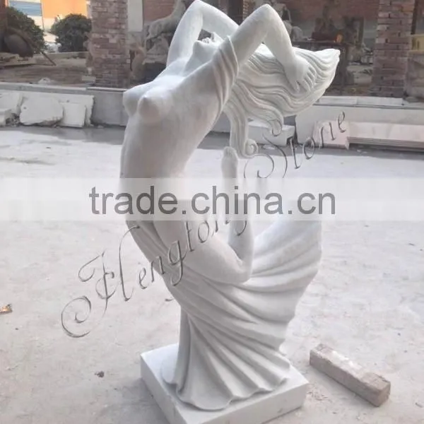 White Marble Abstract Art Deco Lady Sculpture photo-5